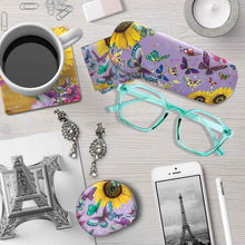 Load image into Gallery viewer, Lisa Pollock Glasses Case Gold Sunny Butterflies