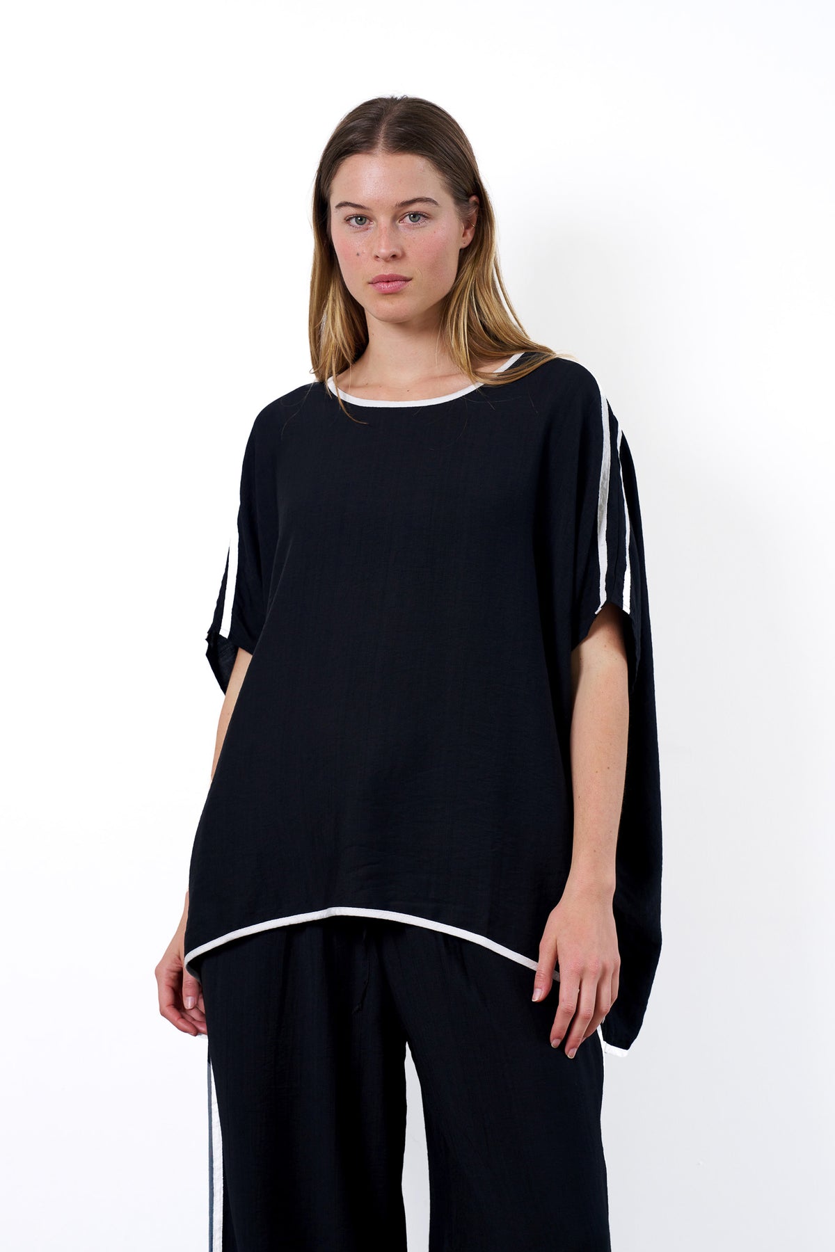 Boho Troy Contrast Black & White Top