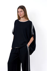 Boho Troy Contrast Black & White Top