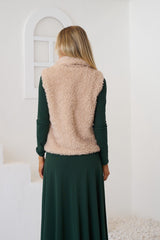 Bailey Textured Sleeveless Vest  - Beige