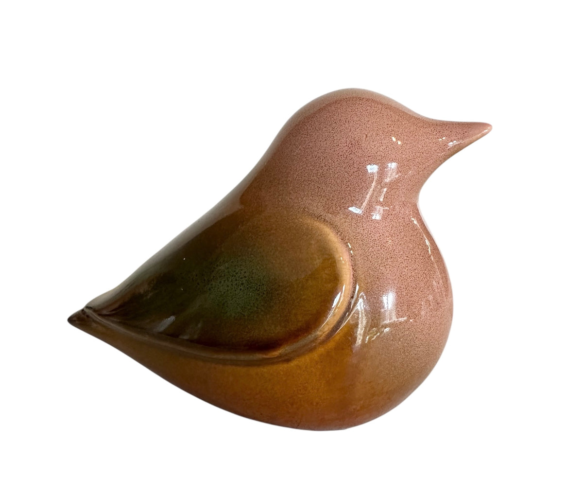 Glazed Ceramic Bird – Green & Brown