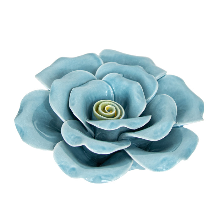 Spring Ceramic Flower – Rose Blue & Yellow