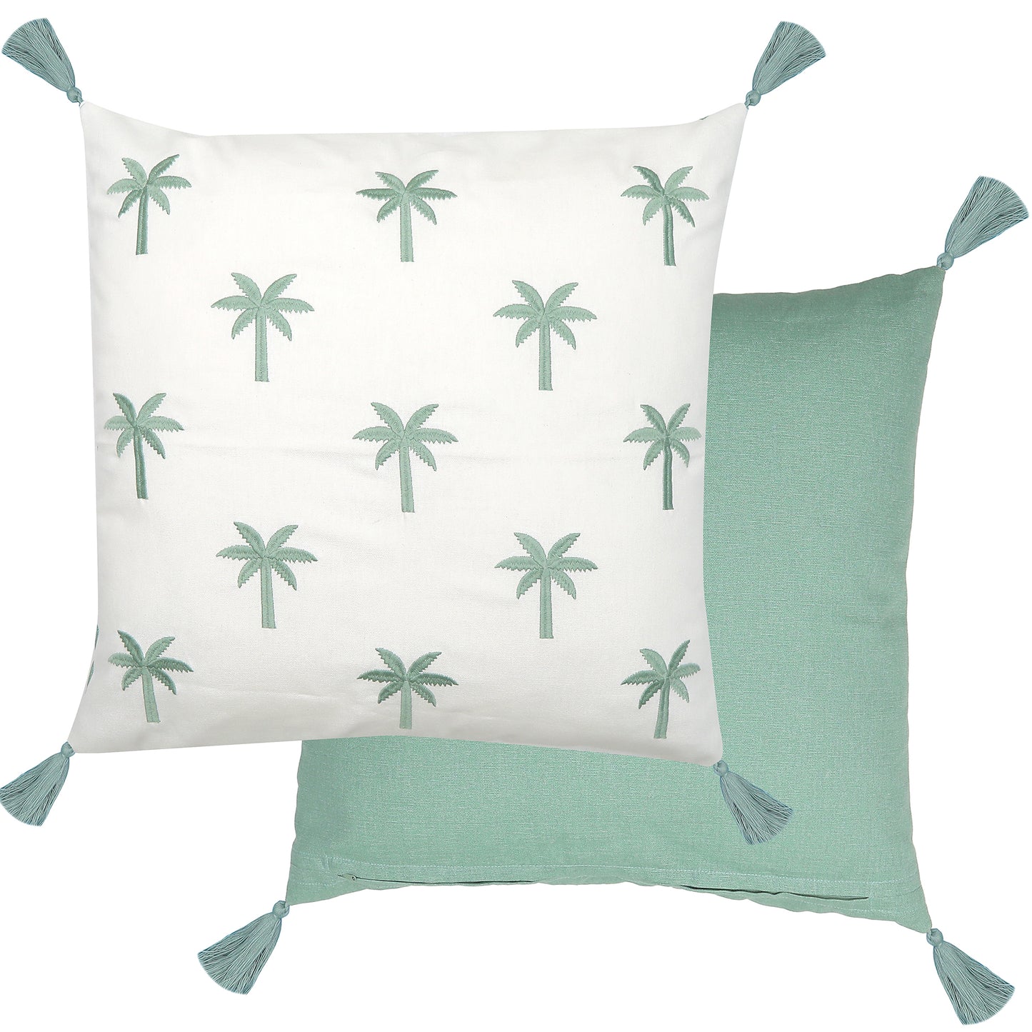 Palmbroidery Cotton Cushion 50x50 Sage