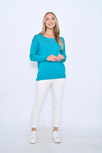 Cali & Co Front Beaded Jumper Teal