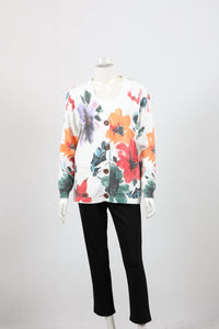 Floral Cardigan White