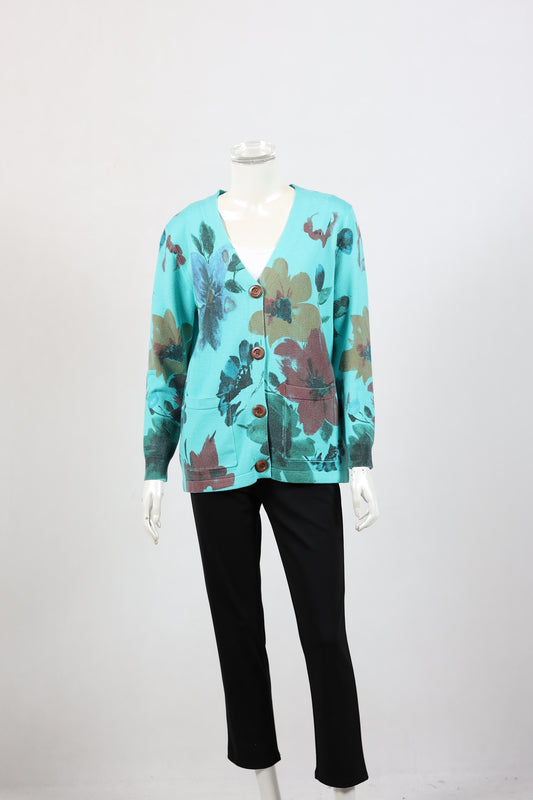 Floral Cardigan Light Blue