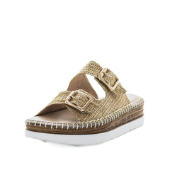 Cassia Double Strap Platform Slip-On Sandals - Natural Raffia