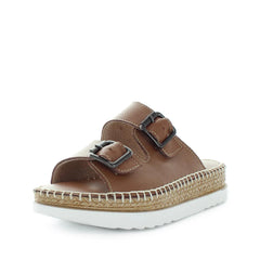 Cassia Double Strap Platform Slip-On Sandals - Tan