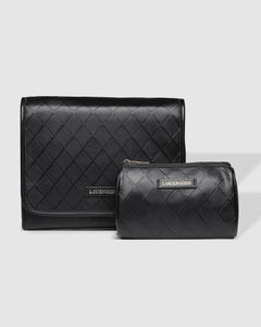 Louenhide Cleo Cosmetic Case and Penny Makeup Bag Set Black