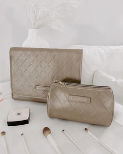 Louenhide Cleo Cosmetic Case and Penny Makeup Bag Set Taupe