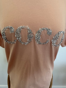 Coco T-Shirt Nude With Clear Embellishment