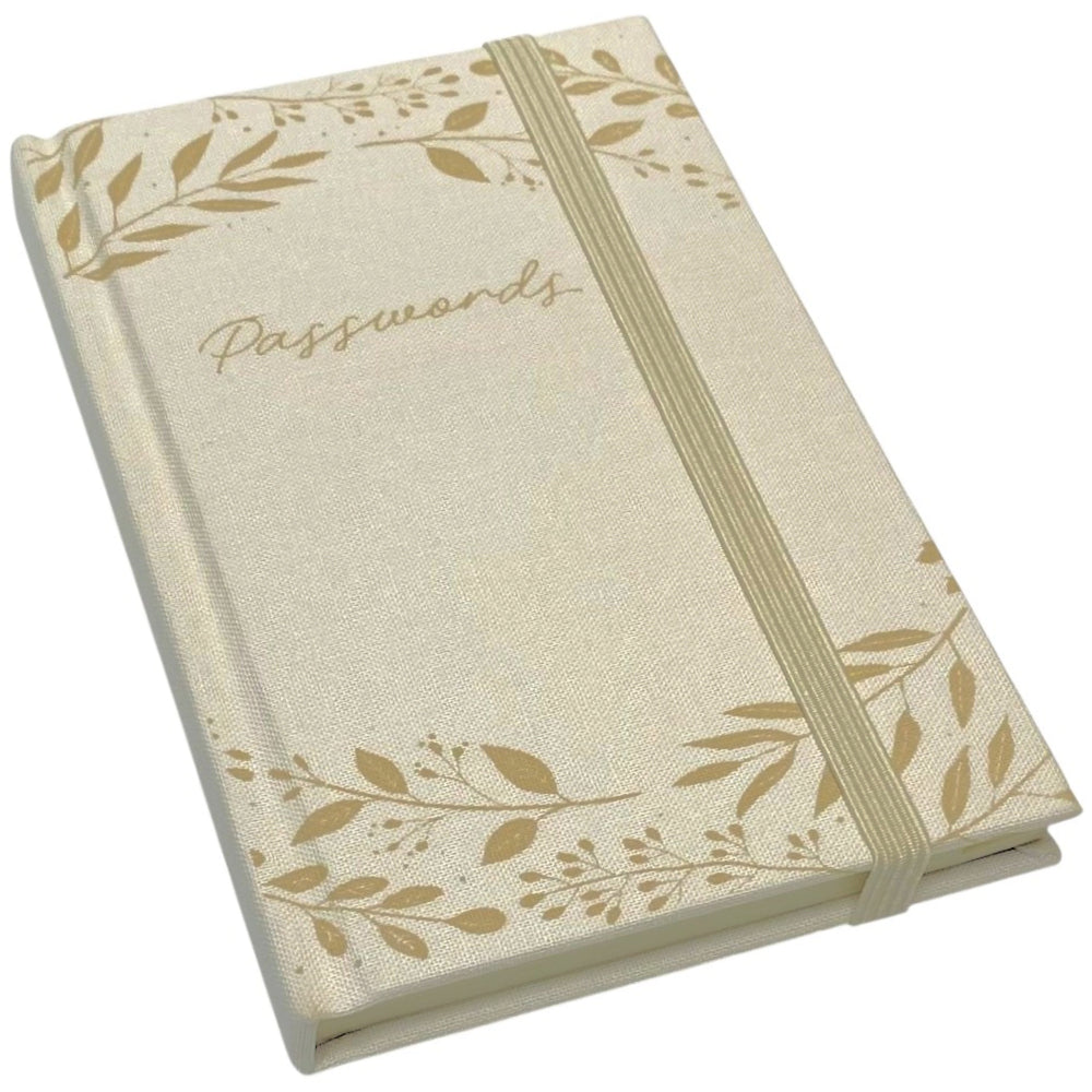 Mixed Leaves Fabric A6 Password Book - Beige