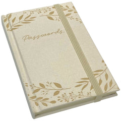 Mixed Leaves Fabric A6 Password Book - Beige