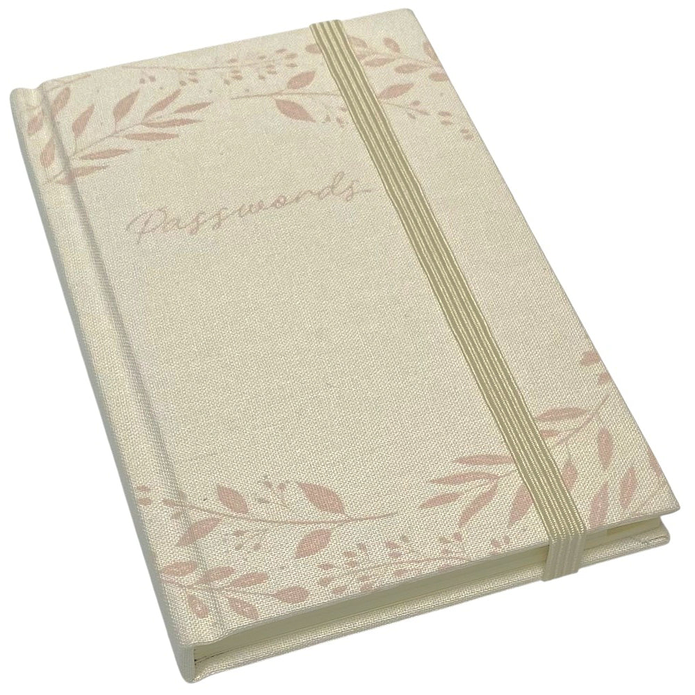 Mixed Leaves Fabric A6 Password Book - Pink