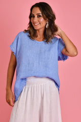 Capri Linen T-Shirt – Sea Blue