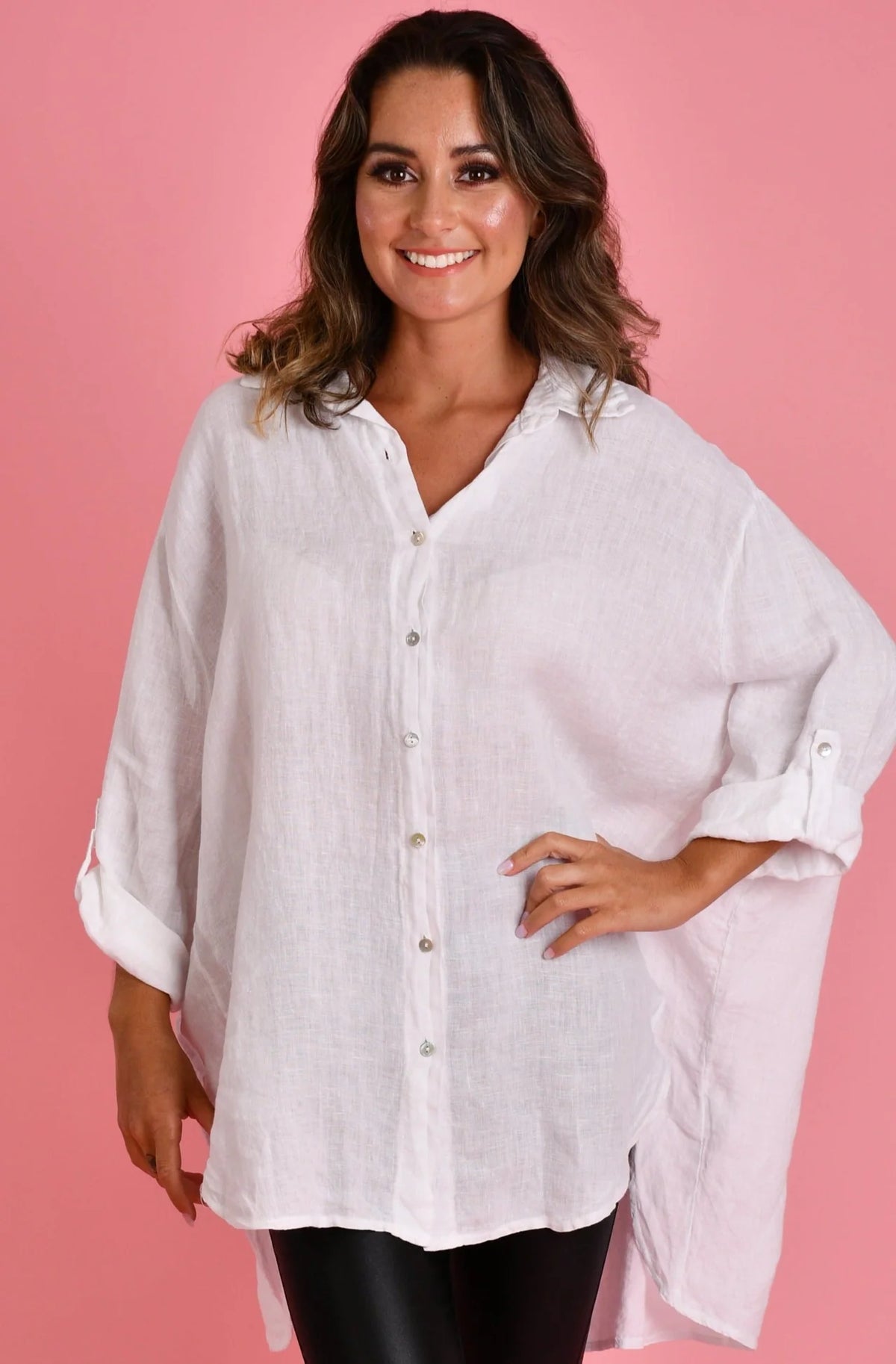 Naples Linen Button-Up – White