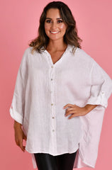 Naples Linen Button-Up – White