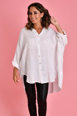 Naples Linen Button-Up – White