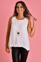 Capri Linen Tank – White