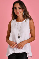 Capri Linen Tank – White