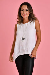 Capri Linen Tank – White