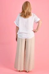 Nadia Sequin Pocket Top - White