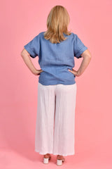 Nadia Sequin Pocket Top - Blue