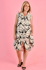 Sunday Button Dress - Seashell Black