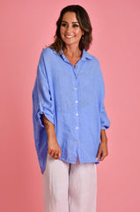 Naples Linen Button-Up – Sea Blue