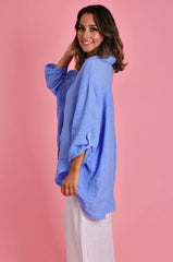 Naples Linen Button-Up – Sea Blue