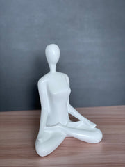 Resin Yoga Statue Easy Pose White