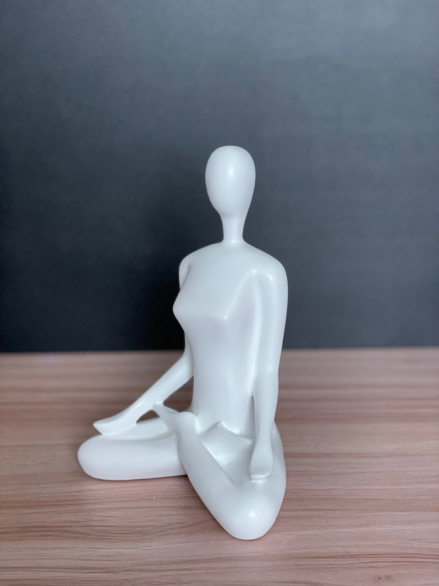 Resin Yoga Statue Easy Pose White