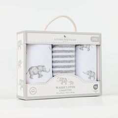 Wash Cloths 3 Pack Watercolour Elephant