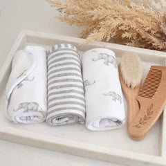 Wash Cloths 3 Pack Watercolour Elephant