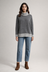 Fria Two Tone Rib Jumper - Charcoal