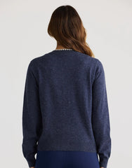 Abbey Road Cardigan – Navy Marle Fitted Cropped Cardigan