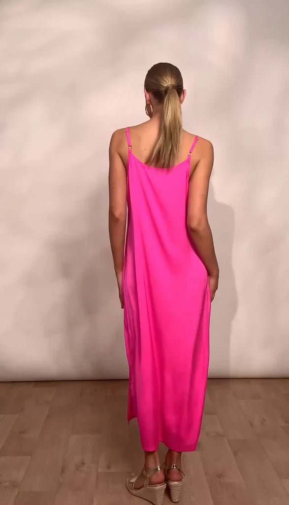 Silky Tank Maxi Dress - Pink