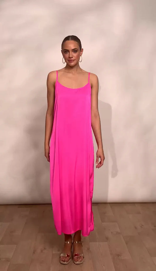 Silky Tank Maxi Dress - Pink