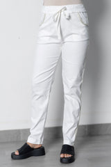 Glitter Trim Pants White
