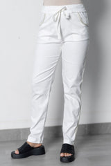 Glitter Trim Pants White