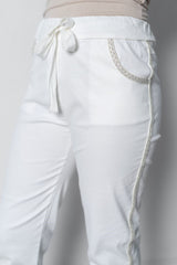 Glitter Trim Pants White