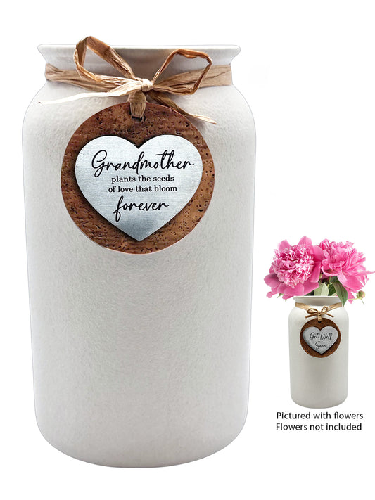 Heartfelt Ceramic Mason Vase - Grandmother