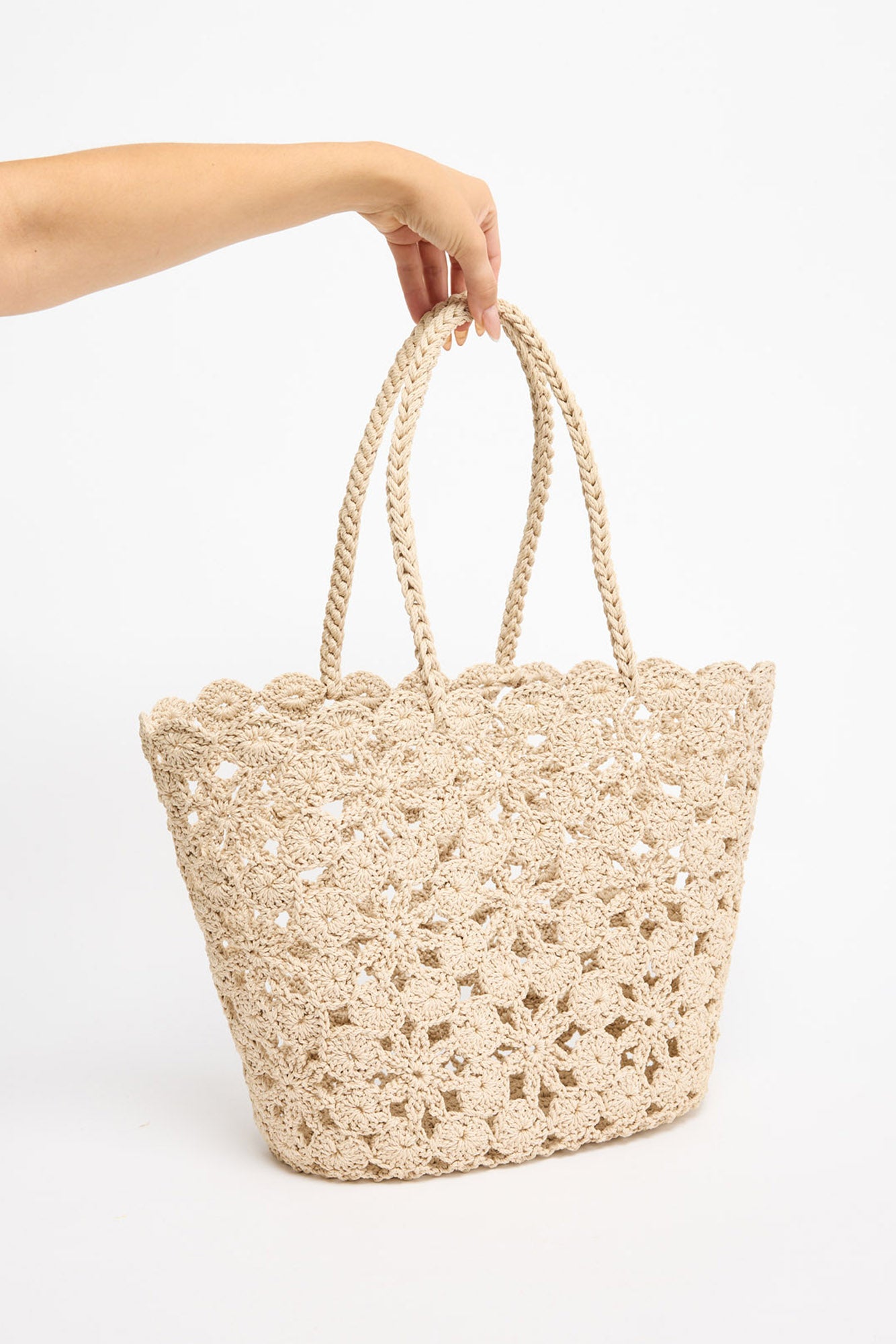 Holiday Lucy Basket in Taupe, front view