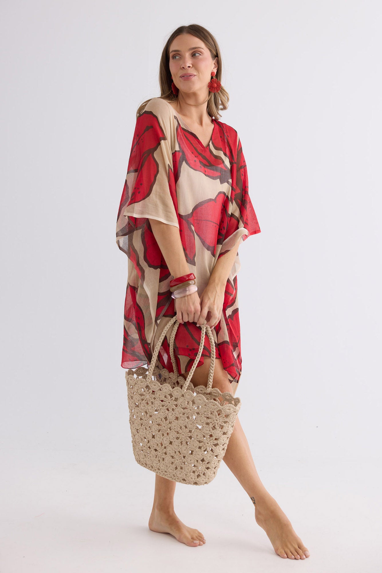 Holiday Lucy Basket in Taupe, shoulder handles
