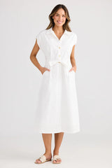 Classic Collared Shirt Dress - White