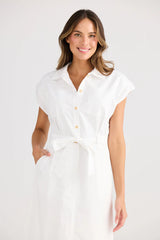 Classic Collared Shirt Dress - White