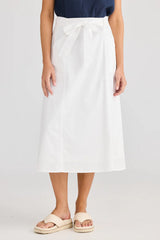 Cotton Midi Skirt - White