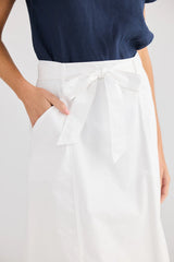 Cotton Midi Skirt - White