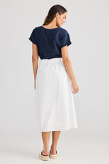 Cotton Midi Skirt - White