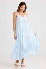 Tiered Cotton Maxi Dress - Ice Blue
